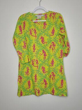 Gretchen Scott Designs lightweight seahorse print 3/4 sleeve tunic top size S